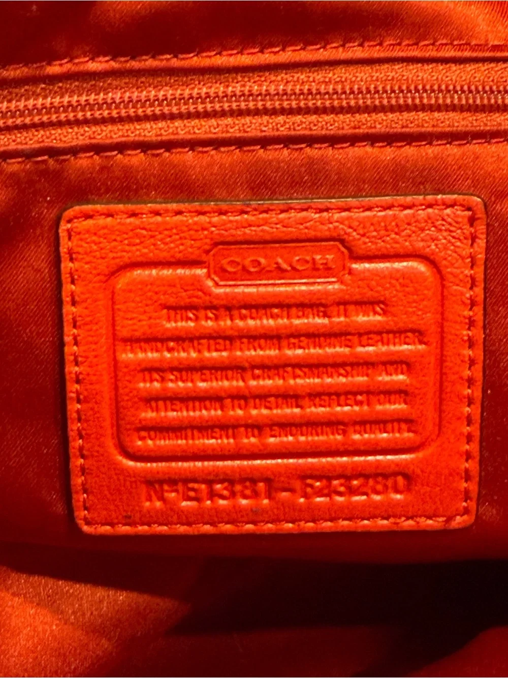 Coach Park Red Leather Carry All Totr with Yellow Tag Accent